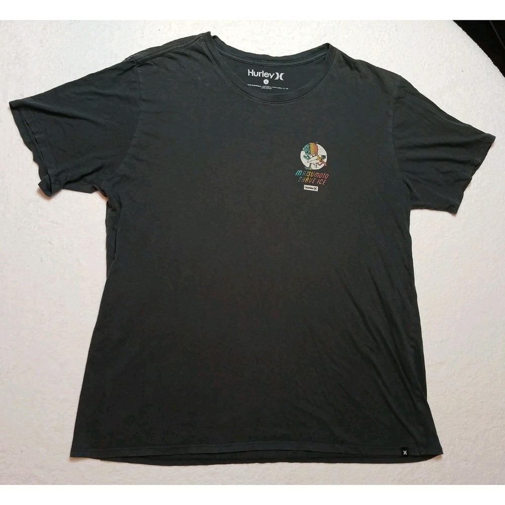 Hurley Matsumoto Shave Ice Shirt Mens Size Large Black Hawaii Surf Graphic Tee